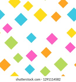 Seamless abstract geometric pattern of squares in random order. Funny, happy and children theme. Simple flat vector illustration.