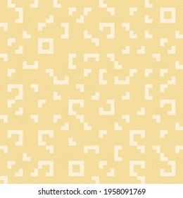 Seamless abstract geometric pattern with squares, rectangles and polygons. Vector Truchet illustration in white and yellow with line texture for wallpaper, interior and fashion fabric.
