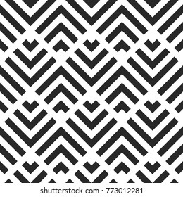 Seamless Abstract Geometric Pattern, Stripes Vector Background, Black And White Illustration