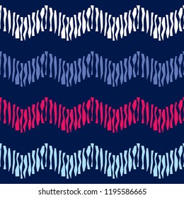 Seamless abstract geometric pattern. Strips. Mosaic texture. Brushwork. Hand hatching. Can be used for wallpaper, textile, invitation card, wrapping, web page background.