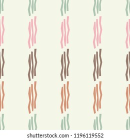 Seamless abstract geometric pattern. Strips. Mosaic texture. Brushwork. Hand hatching. Can be used for wallpaper, textile, invitation card, wrapping, web page background.