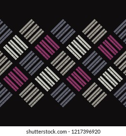 Seamless abstract geometric pattern. Strips. Vector pattern. Mosaic texture. Scribble texture. Can be used for wallpaper, textile, invitation card, wrapping, web page background.
