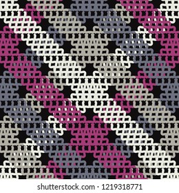 Seamless abstract geometric pattern. Strips. Cage. Vector pattern. Mosaic texture. Scribble texture. Can be used for wallpaper, textile, invitation card, wrapping, web page background.