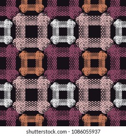 Seamless abstract geometric pattern. Texture of square and dots. Scribble texture. Textile rapport.