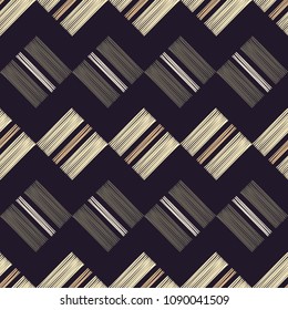 Seamless abstract geometric pattern. The texture of rhombus. Manual hatching. Scribble texture. Textile rapport.