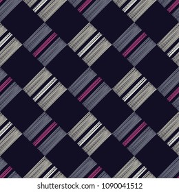 Seamless abstract geometric pattern. The texture of rhombus. Manual hatching. Scribble texture. Textile rapport.