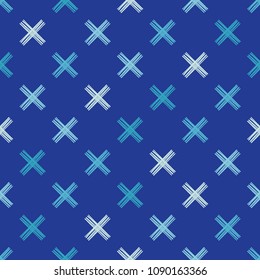 Seamless abstract geometric pattern. Texture with crosses. Manual hatching. Scribble texture. Textile rapport.