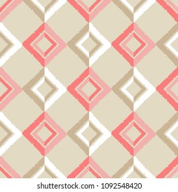 Seamless abstract geometric pattern. The texture of rhombus. Hand hatching. Scribble texture. Textile rapport.