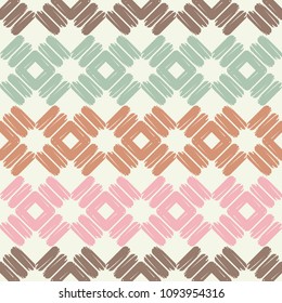 Seamless abstract geometric pattern. The texture of rhombus. Brushwork. Hand hatching. Scribble texture. Textile rapport.