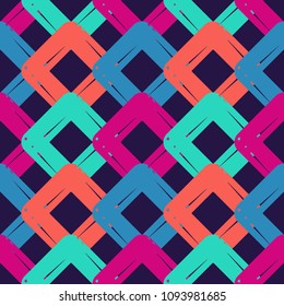 Seamless abstract geometric pattern. The texture of rhombus. Brushwork. Hand hatching. Scribble texture. Textile rapport.