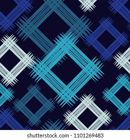 Seamless abstract geometric pattern. The texture of rhombus. Brushwork. Hand hatching. Scribble texture. Textile rapport.