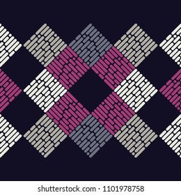 Seamless abstract geometric pattern. The texture of the strips. The texture of rhombus. Textile rapport.