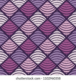 Seamless abstract geometric pattern. The texture of rhombus. Brushwork. Hand hatching. Scribble texture. Textile rapport.
