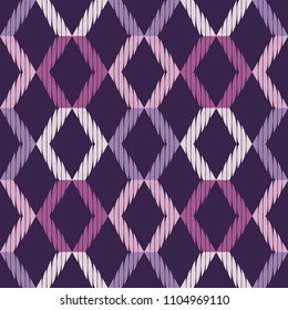 Seamless abstract geometric pattern. The texture of rhombus. Brushwork. Hand hatching. Scribble texture. Textile rapport.
