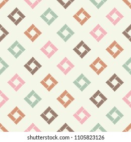 Seamless abstract geometric pattern. The texture of rhombus. Brushwork. Hand hatching. Scribble texture. Textile rapport.