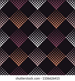Seamless abstract geometric pattern. The texture of rhombus. The texture of the dots.  Textile rapport.