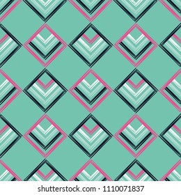 Seamless abstract geometric pattern. The texture of rhombus. Brushwork. Hand hatching. Scribble texture. Textile rapport.
