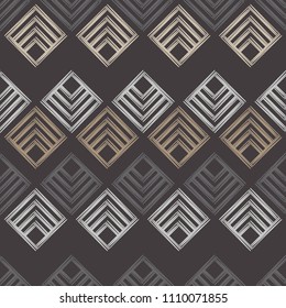 Seamless abstract geometric pattern. The texture of rhombus. Brushwork. Hand hatching. Scribble texture. Textile rapport.