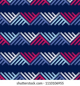 Seamless abstract geometric pattern. The texture of the triangles. Brushwork. Hand hatching. Scribble texture. Textile rapport.
