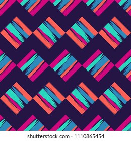 Seamless abstract geometric pattern. The texture of rhombus. Brushwork. Hand hatching. Scribble texture. Textile rapport.