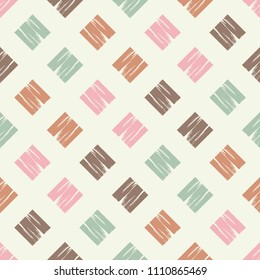 Seamless abstract geometric pattern. The texture of rhombus. Brushwork. Hand hatching. Scribble texture. Textile rapport.