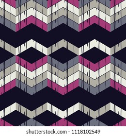 Seamless abstract geometric pattern. The texture of the zigzag. Brushwork. Hand hatching. Textile rapport.