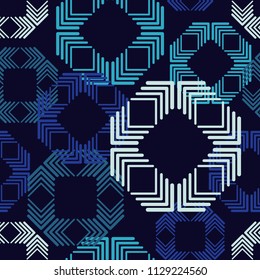 Seamless abstract geometric pattern. Texture of strips and rhombuses. Textile rapport.