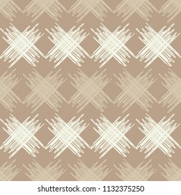 Seamless abstract geometric pattern. Texture with crosses. Scribble texture. Brushwork. Textile rapport.