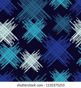 Seamless abstract geometric pattern. Texture with crosses. Scribble texture. Brushwork. Textile rapport.