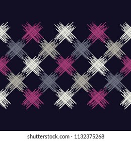 Seamless abstract geometric pattern. Texture with crosses. Scribble texture. Brushwork. Textile rapport.