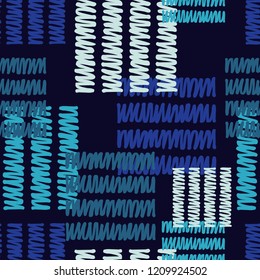 Seamless abstract geometric pattern. Texture patchwork. Mosaic texture. Brushwork. Hand hatching. Can be used for wallpaper, textile, invitation card, wrapping, web page background.