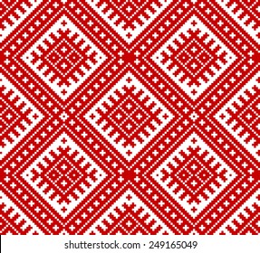 Seamless abstract geometric pattern. Traditional Ukrainian embroidery. Hipster background. Pixel art.