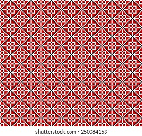 Seamless abstract geometric pattern. Traditional Ukrainian embroidery. Hipster background. Pixel art.