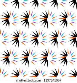 Seamless abstract geometric pattern vector background design vintage retro art shape looks like punk head white black orange blue purple
