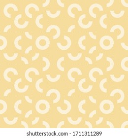 Seamless abstract geometric pattern. Vector illustration in white and yellow with line texture. Truchet pattern.