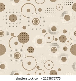 Seamless abstract geometric pattern. Vector Illustration.brown theme brown background geometric vector pattern with polka dots, circular pattern design.new simple geometric mosaic,tile pattern