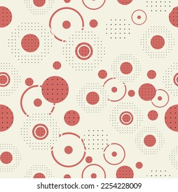 Seamless abstract geometric pattern. Vector Illustration. light red theme cream background geometric vector pattern with polka dots, circular pattern design.new simple geometric mosaic,tile pattern