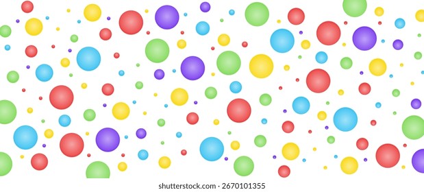 Seamless abstract geometric pattern vector illustration featuring scattered circles and dots in various sizes creating a playful and fun background for creative projects.