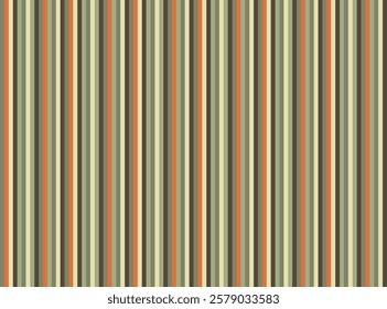 Seamless abstract geometric pattern with vertical stripes in cream orange green and dark brown color. Vector illustration, for masculine shirt lady dress cloth textile cover summer decoration picnic