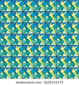 Seamless Abstract Geometric Pattern with Vibrant Triangles and Parallelograms