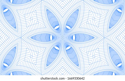 Patrón geométrico abstracto sin inconvenientes. Formas volumétricas de muchas líneas. Kaleidoscopio de imágenes 3D. Diseño para textiles originales e impresión. Ilustración vectorial de material.