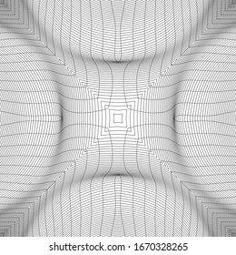 Seamless abstract geometric pattern. Volumetric forms of many lines. Kaleidoscope of 3D images. Design for original textiles and printing. Stock vector illustration.