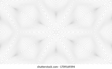 Patrón geométrico abstracto sin inconvenientes. Formas volumétricas de muchas líneas. Kaleidoscopio de imágenes 3D. Diseño para textiles originales e impresión. Ilustración vectorial de material.