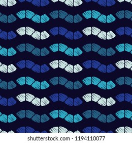 Seamless abstract geometric pattern. Wave. Mosaic texture. Brushwork. Hand hatching. Can be used for wallpaper, textile, invitation card, wrapping, web page background.