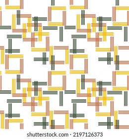 Patrón geométrico abstracto sin inconvenientes. Amarillo, verde, marrón, blanco. Ilustración vectorial. Polígonos, textura de líneas. Diseño para tejidos textiles, papel de envoltura, fondo, papel pintado, cubierta.