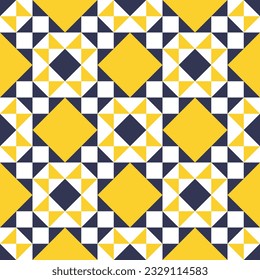 Patrón geométrico abstracto sin inconvenientes en diseño amarillo y azul para fondo, fondo de pantalla. Ilustración vectorial.