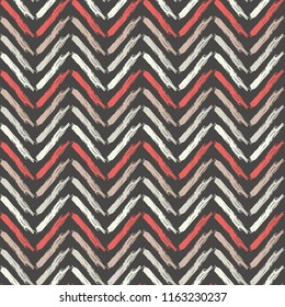 Seamless abstract geometric pattern. Zigzag texture. Mosaic texture. Brushwork. Hand hatching. Scribble texture. Textile rapport.