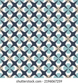 seamless Abstract geometric pattern.Simple cyan,white flower Blue background vector pattern.ornament textile flower Pattern design.