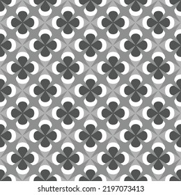 seamless Abstract geometric pattern.Simple gray,white flower Gray background vector pattern.ornament textile flower Pattern design.Gray theme design.