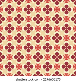 seamless Abstract geometric pattern.Simple Red flower Beige background vector pattern.ornament textile flower Pattern design.Red theme design